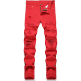 Men's Ripped Regular Red Jeans